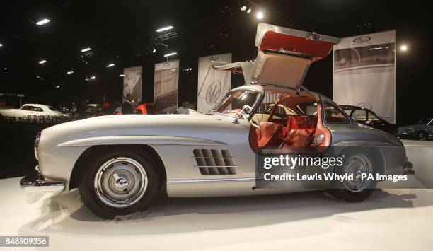 The 1955 Mercedes Benz 300SL Alloy Gullwing that is expected to fetch up to &pound;3 million at a private view ahead of an auction of classic cars at...