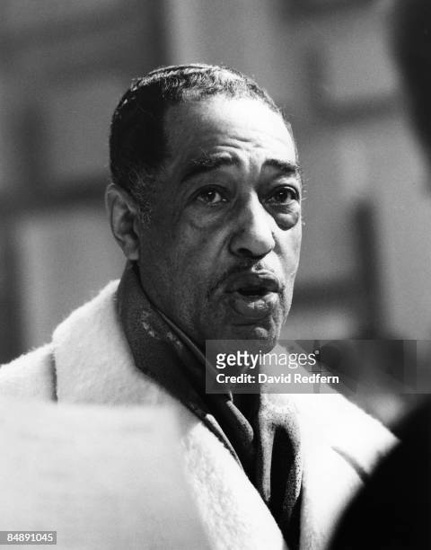American composer, pianist and bandleader Duke Ellington during the recording of the Granada Television show 'Duke Ellington and his Famous...