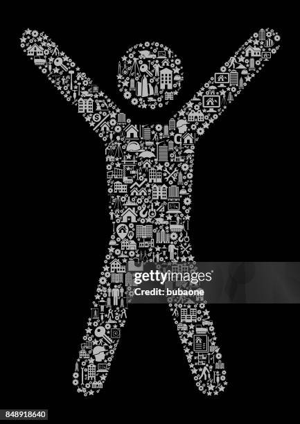 stick figure construction industry vector icon pattern - developer computer home stock illustrations