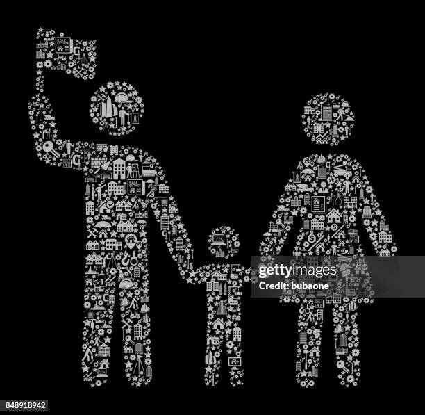 family construction industry vector icon pattern - young construction worker stock illustrations