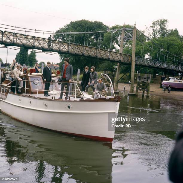 Photo of BEATLES and Ringo STARR and Paul McCARTNEY and John LENNON and George HARRISON, The Beatles arriving at Teddington Studios for Thank Your...