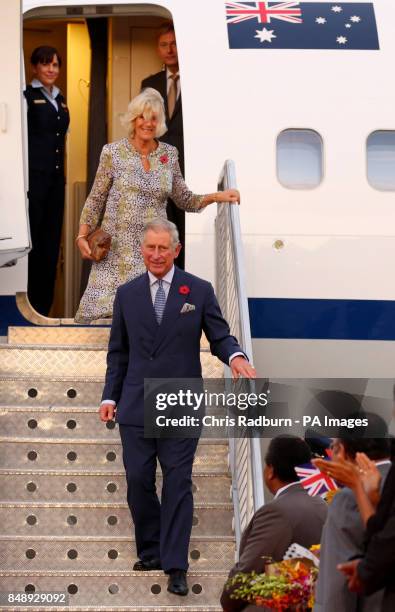 The Prince of Wales and Duchess of Cornwall arrive at Jackson's International Airport, Port Moresby in Papua New Guinea at the start of a three day...