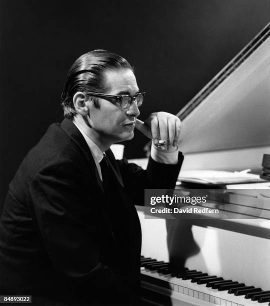 American jazz pianist Bill Evans seated at the piano during a performance filmed for the BBC Television music series 'Jazz 625' at BBC Television...