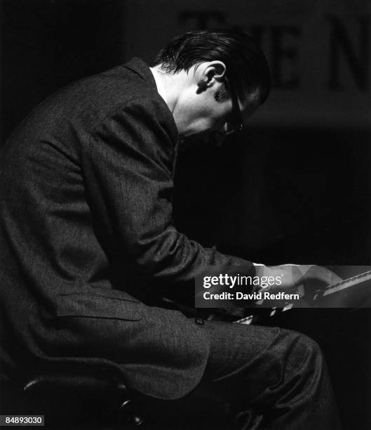 American jazz pianist Bill Evans performs live on stage with the Bill Evans Trio at the Newport Jazz Festival in Newport, Rhode Island on 2nd July...