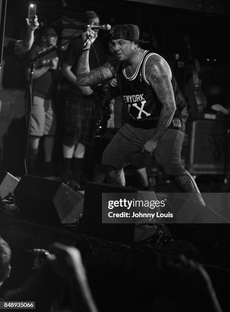Vocalist Sonny Sandoval of P.O.D. Performs onstage during 'Soundboy Killaz Tour' at Revolution Live on September 17, 2017 in Fort Lauderdale, Florida.