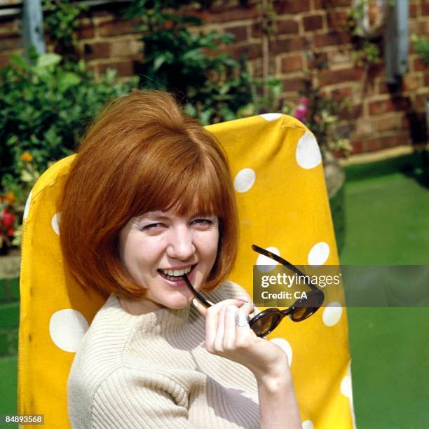 Photo of Cilla BLACK; Posed portrait of Cilla Black with sunglasses