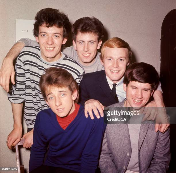 Photo of Tony HICKS and HOLLIES and Graham NASH and Eric HAYDOCK and Bobby ELLIOTT and Allan CLARKE; L to R : Allan Clarke, Graham Nash, Bobby...