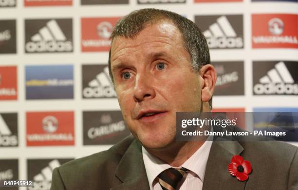 Stewart Regan Chief Executive of the Scottish Football Association during a press conference at Hampden Park, Glasgow.