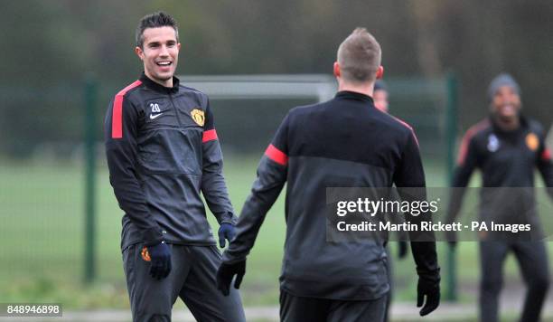 Manchester United's Robin Van Persie during a training session at Carrington Training Ground, Manchester.