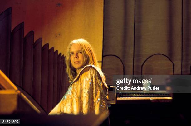 Photo of Rick WAKEMAN, of Yes, performing live onstage, solo era, wearing cape