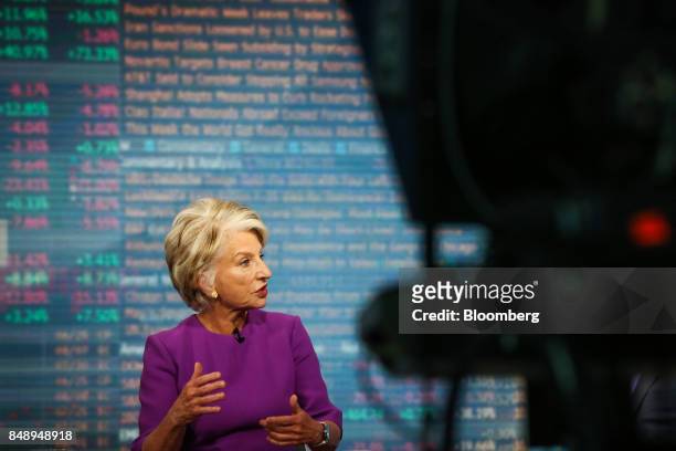 Jane Harman, former congresswoman and chief executive officer of the Woodrow Wilson Center for Scholars, speaks during a Bloomberg Television...
