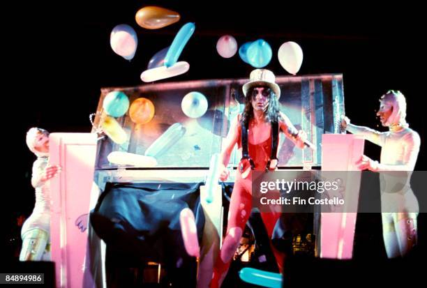 27th APRIL: American musician Alice Cooper performs live on stage during his 'Welcome to my Nightmare' tour at the Hartford Civic Centre in Hartford,...