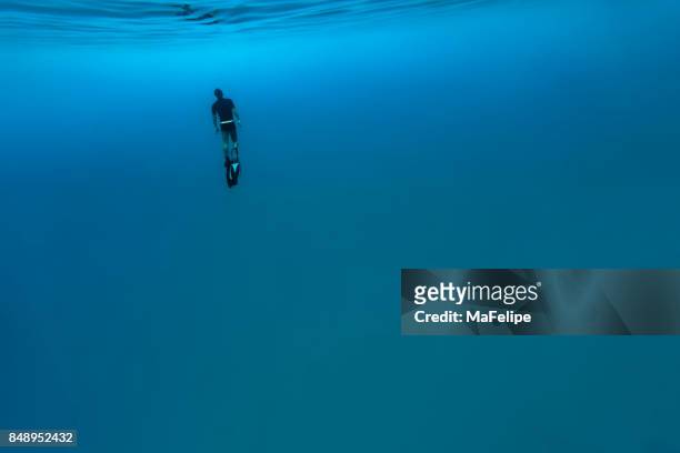 man free diving in fernando de noronha - baía do sancho stock pictures, royalty-free photos & images