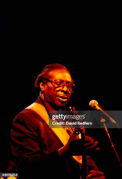 American singer and blues guitarist Albert King performs live on stage playing his Gibson Flying V guitar at the Town And Country Club in Kentish...