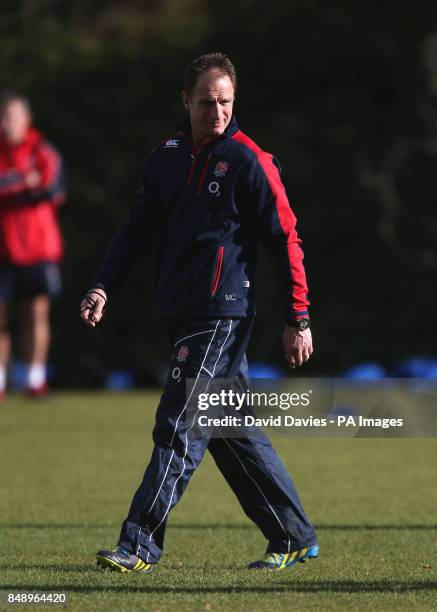 Coach Mike Catt during a training session at Pennyhill Park Hotel, Bagshot, Surrey.