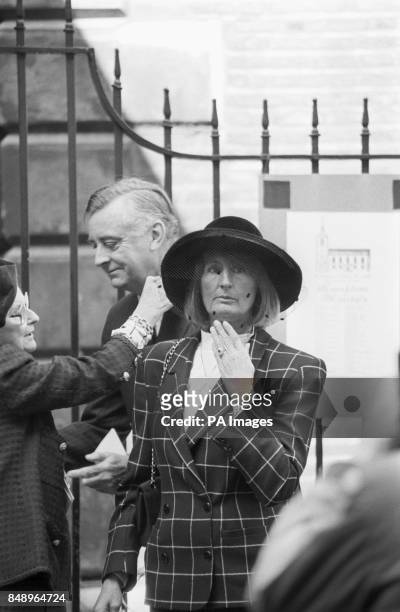 Millionaire financier Sir James Goldsmith's wife Lady Annabel, and her former husband, nightclub owner Mark Birley, leaving St James's, Piccadilly,...