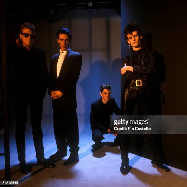 Photo of BAUHAUS and Peter MURPHY and Daniel ASH and David J and Kevin HASKINS; Posed studio group portrait L-R David J, Peter Murphy, Kevin Haskins...