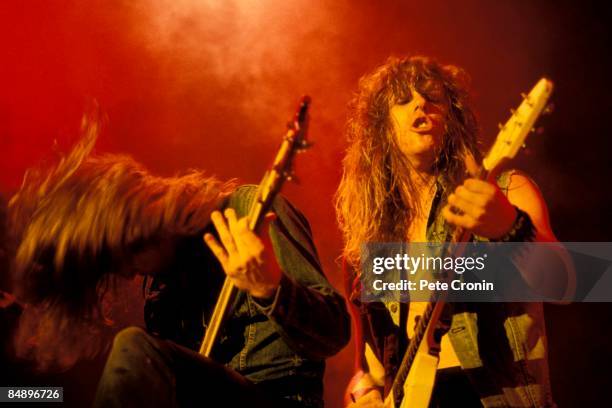 Photo of Cliff BURTON and James HETFIELD and METALLICA, Cliff Burton and James Hetfield performing live onstage