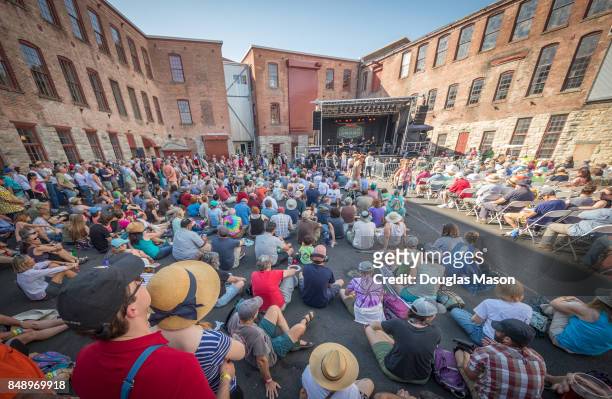 The crowd and atmosphere while Alison Brown & the Compass Bluegrass All Stars perform during the FreshGrass 2017 music festival at Mass MoCA on...