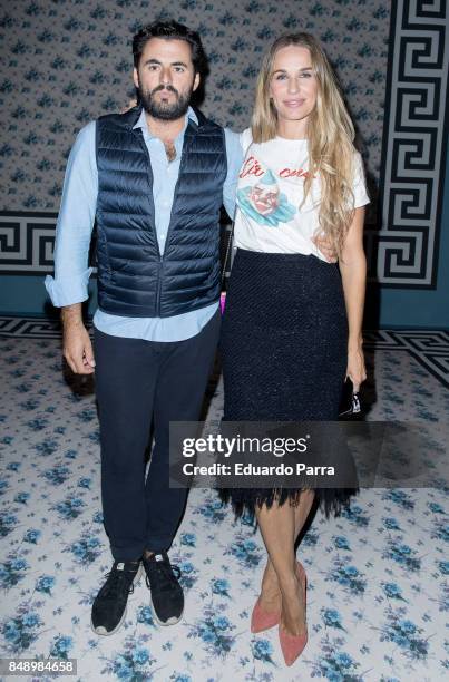 Carola Baleztena and Emiliano Saurez are seen at the Jorge Vazquez show during Mercedes-Benz Fashion Week Madrid Spring/Summer 2018 at Ifema on...