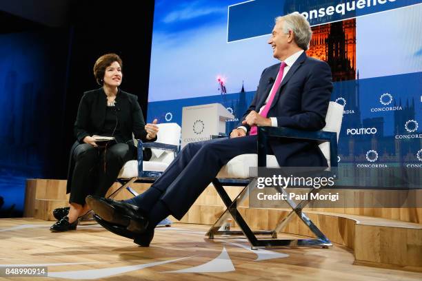 Susan Glasser,Chief International Affairs Columnist, POLITICO, and Tony Blair, Chairman, European Council on Tolerance and Reconciliation & Former...