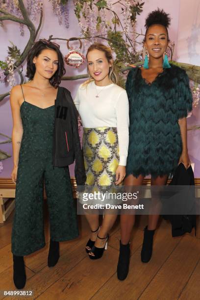 Sinead Harnett; Sophie Webster and Yasmin Evans attend the Sophia Webster SS18 Presentation at The Portico Rooms, Somerset House on September 18,...