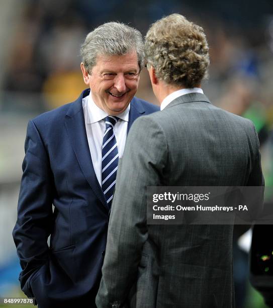 England manager Roy Hodgson meets Sweden manager Erik Hamren on the touchline prior to kick-off