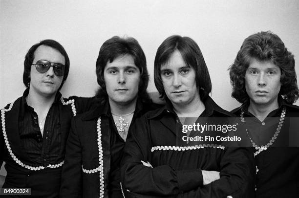 Photo of MUD and Ray STILES and Les GRAY and Rob DAVIS and Dave MOUNT; Posed studio group portrait L-R Dave Mount, Ray Stiles, Les Gray and Rob...