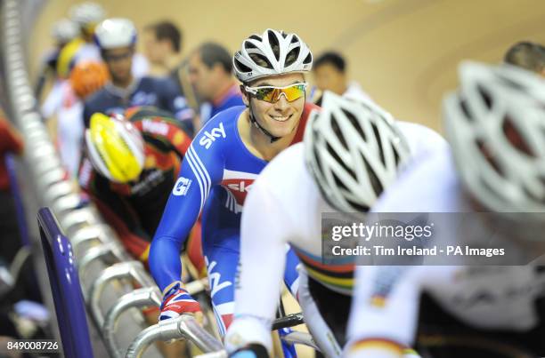 Great Britain's Jonathan Dibben before he starts the omnium 30km points race during day one of the UCI Track Cycling World Cup at the Sir Chris Hoy...