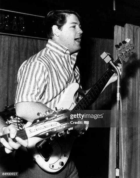 Photo of Brian WILSON and BEACH BOYS, Brian Wilson at EMI's Manchester Square offices performing on a Radio Luxembourg show