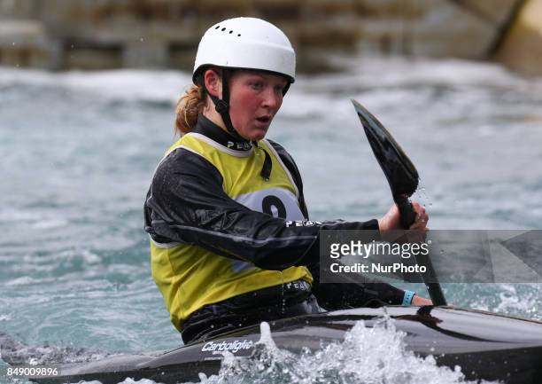 Hannah Bailey of Stafford and Stone CC Senior compete in the Kayak Women during the British Canoeing 2017 British Open Slalom Championships at Lee...