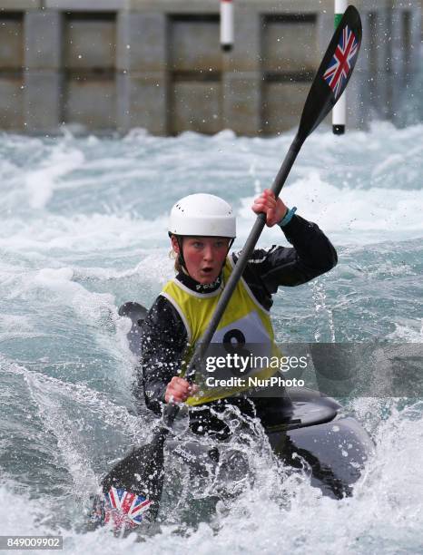 Hannah Bailey of Stafford and Stone CC Senior compete in the Kayak Women during the British Canoeing 2017 British Open Slalom Championships at Lee...