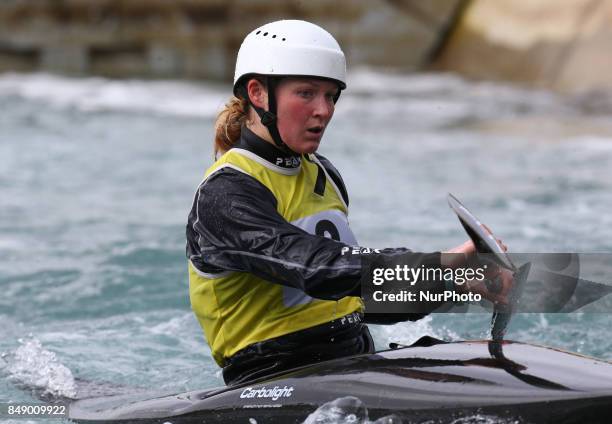 Hannah Bailey of Stafford and Stone CC Senior compete in the Kayak Women during the British Canoeing 2017 British Open Slalom Championships at Lee...