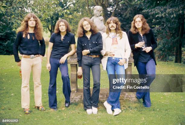 Photo of Jon LORD and Ian PAICE and Glenn HUGHES and DEEP PURPLE and David COVERDALE and Ritchie BLACKMORE, L-R: Glenn Hughes, Ritchie Blackmore, Ian...