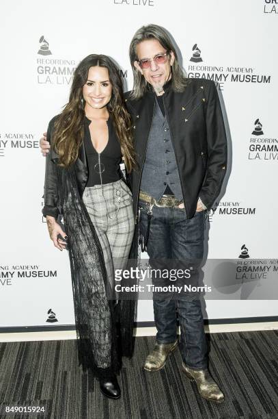 Demi Lovato and Scott Goldman attend The Drop: Demi Lovato at The GRAMMY Museum on September 16, 2017 in Los Angeles, California.