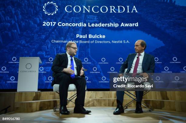 Nicholas M. Logothetis CO-Founder and Chairman of the Board, Concordia, and Paul Bulcke, Chairman of the Board, Nestle, speak at The 2017 Concordia...