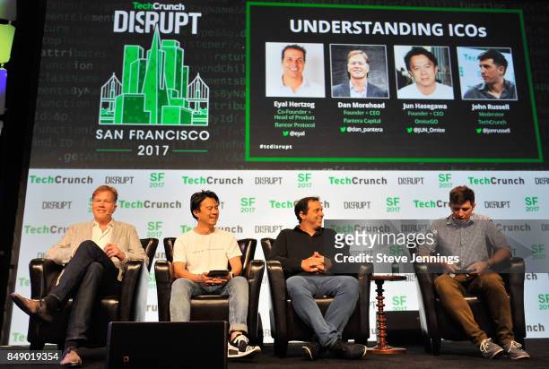 Pantera Capital Founder and CEO Dan Morehead, OmiseGO Founder and CEO Jun Hasegawa, Bancor Protocol Co-Founder and Head of Product Eyal Hertzog, and...