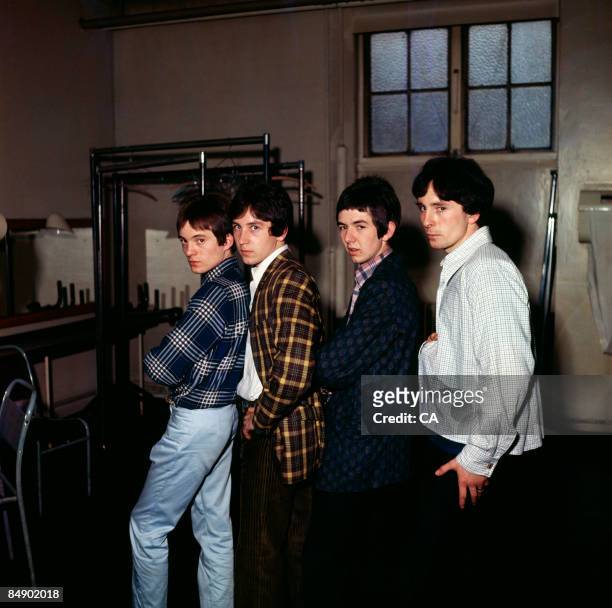 Photo of SMALL FACES and Steve MARRIOTT and Kenney JONES and Ronnie LANE and Jimmy WINSTON; Posed group portrait - L-R Steve Marriott, Kenney Jones,...