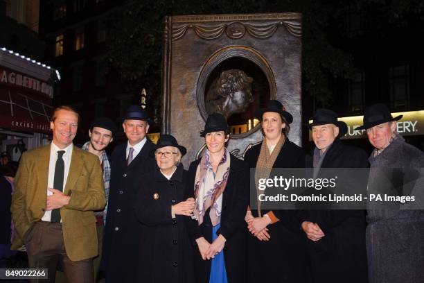 Left to right. Iain Glen, Harry Lloyd, Hugh Bonneville, Julie Walter, Tamsin Greig, Miranda Hart, Patrick Stewart and Nicholas Farrell at the...