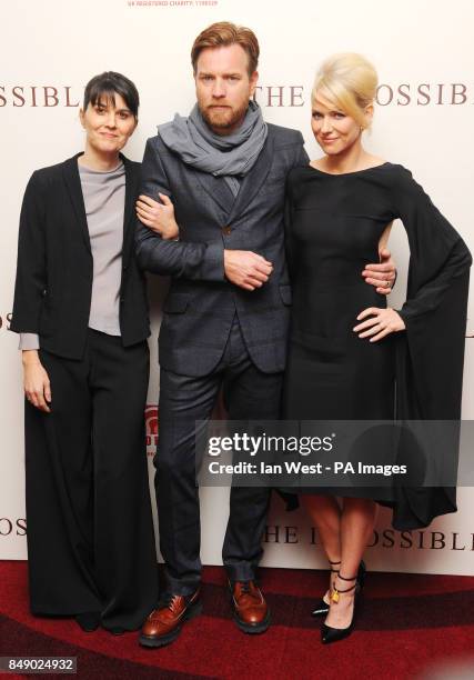 Maria Belon, Ewan McGregor and Naomi Watts arrive at the premiere of The Impossible at the BFI Imax in London.