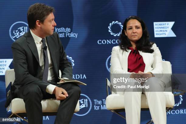 Michael Crowley, Senior Foreign Affairs Correspondent, Politico, and Aya Hijazi, President, Belady - Island for Humanity, speak at The 2017 Concordia...