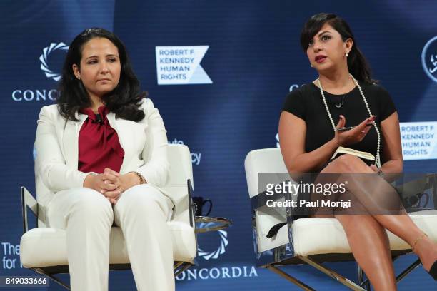 Aya Hijazi, President, Belady - Island for Humanity, and Dr. Nancy Okail, Executive Director, The Tahrir Institute for Middle East Policy, speak at...