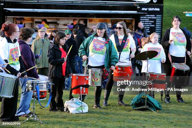 Guarana drummers entertain the crowds at Murrayfield