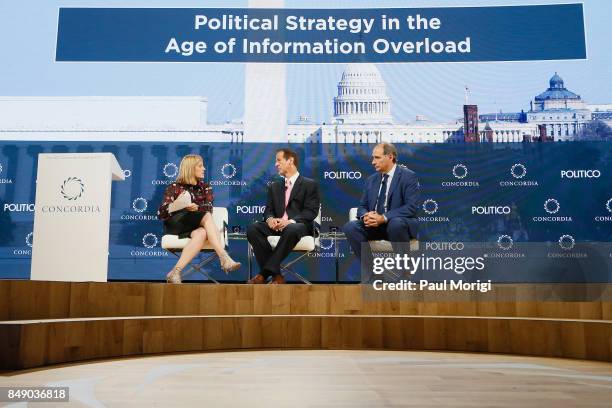 Anna Palmer, Co-Author, POLITICO Playbook, Tim Phillips, President, Americans for Prosperity, and David Axelrod, Director, Institute of Politics, The...