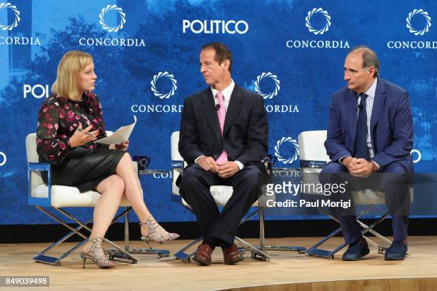 Anna Palmer, Co-Author, POLITICO Playbook, Tim Phillips, President, Americans for Prosperity, and David Axelrod, Director, Institute of Politics, The...