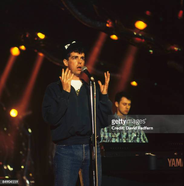 Photo of PET SHOP BOYS and Neil TENNANT and Chris LOWE, Neil Tennant and Chris Lowe performing on stage