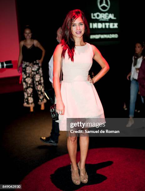 Paula Prendes is seen at Hannibal Laguna front row during Mercedes-Benz Fashion Week Madrid Spring/Summer 2018 on September 18, 2017 in Madrid, Spain.