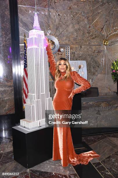 Host Wendy Wliiams participates in the ceremonial lighting of The Empire State Building to celebrate the ninth season of The Wendy Williams Show at...