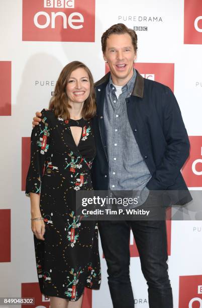 Actors Kelly Macdonald and Benedict Cumberbatch pose for a photo ahead of a preview screening of 'The Child In Time' at BAFTA on September 18, 2017...
