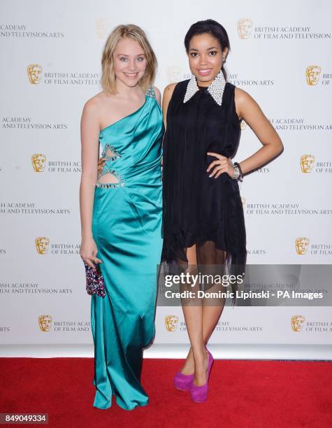 Georgia Lock and Dionne Bromfield arriving at the British Academy Children's Awards 2012 at the London Hilton, in central London.